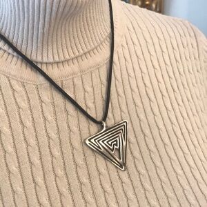 Sterling Triangle Pendant with Black Silk Cord